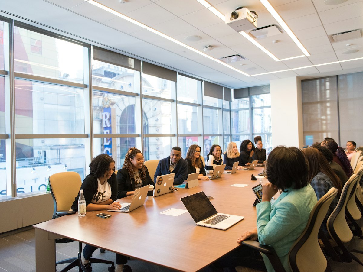 Staff in a meeting room